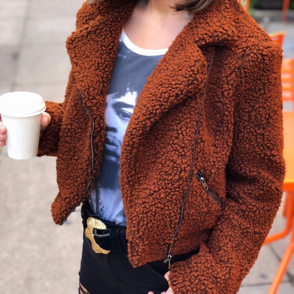 Last✨🆕Hampton Brown Teddy Biker Jacket - Picture 3 of 8